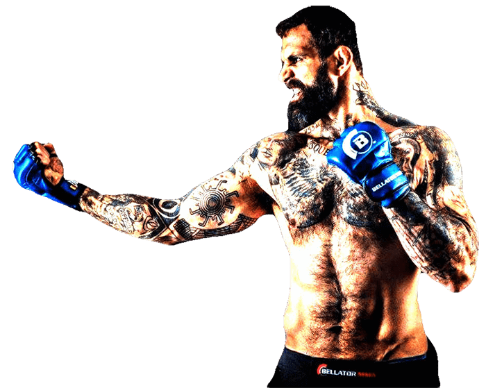 Un uomo che indossa guanti blu sta posando per la macchina fotografica.